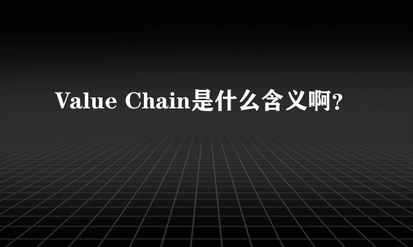 Value Chain是什么含义啊？