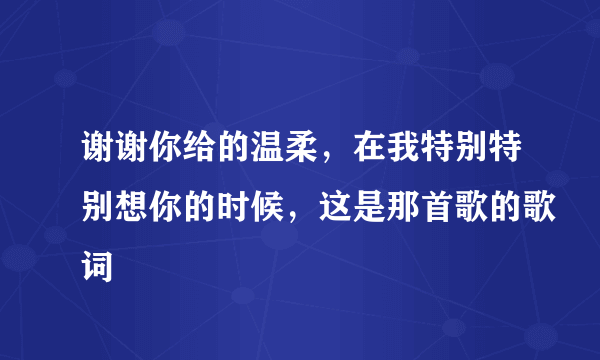 谢谢你给的温柔，在我特别特别想你的时候，这是那首歌的歌词