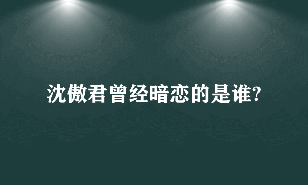 沈傲君曾经暗恋的是谁?