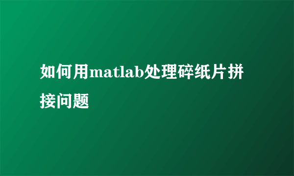 如何用matlab处理碎纸片拼接问题