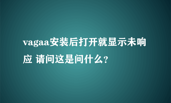 vagaa安装后打开就显示未响应 请问这是问什么？