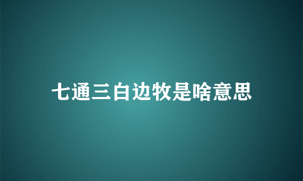 七通三白边牧是啥意思