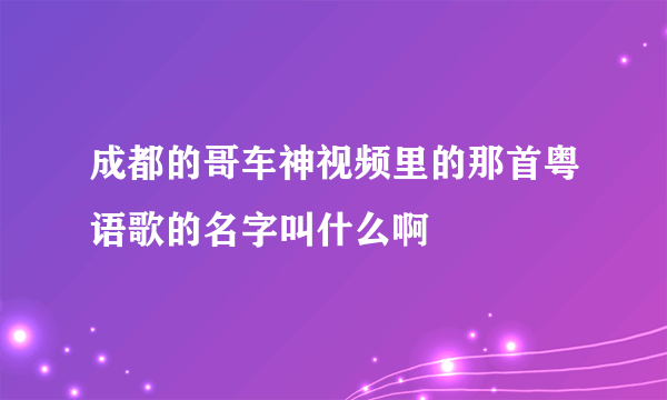 成都的哥车神视频里的那首粤语歌的名字叫什么啊