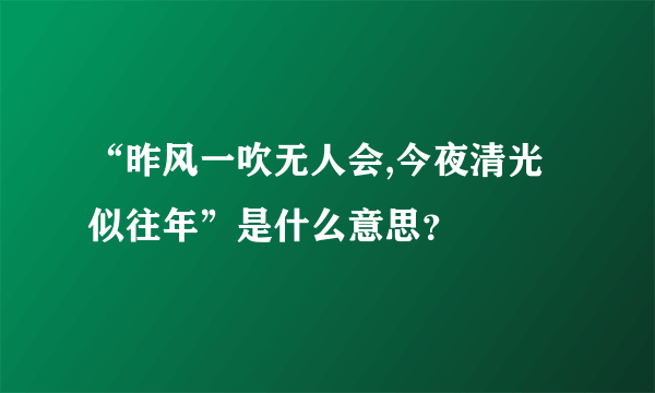 “昨风一吹无人会,今夜清光似往年”是什么意思？