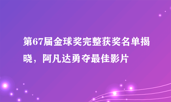 第67届金球奖完整获奖名单揭晓，阿凡达勇夺最佳影片