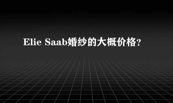 Elie Saab婚纱的大概价格？