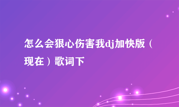 怎么会狠心伤害我dj加快版（现在）歌词下