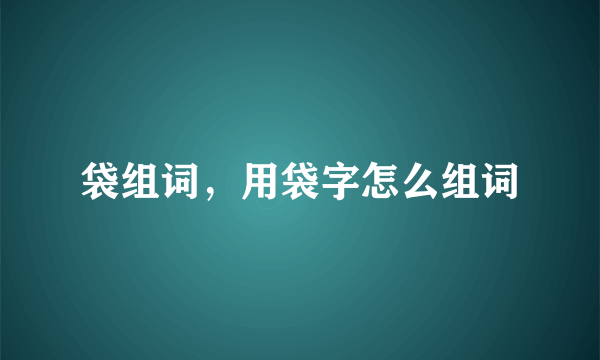 袋组词，用袋字怎么组词