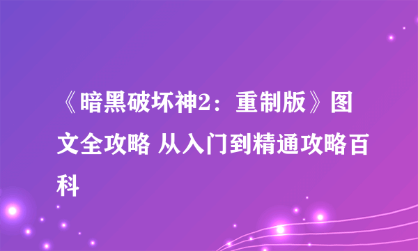 《暗黑破坏神2：重制版》图文全攻略 从入门到精通攻略百科