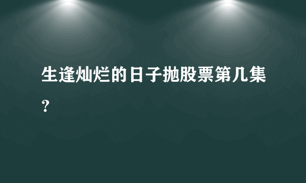 生逢灿烂的日子抛股票第几集？