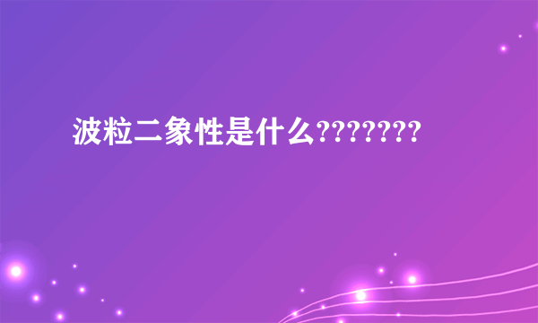 波粒二象性是什么???????