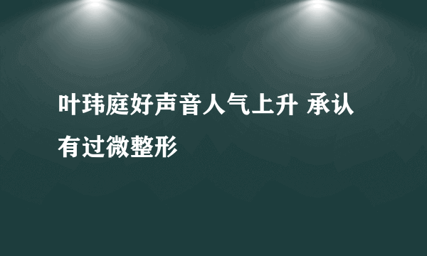 叶玮庭好声音人气上升 承认有过微整形