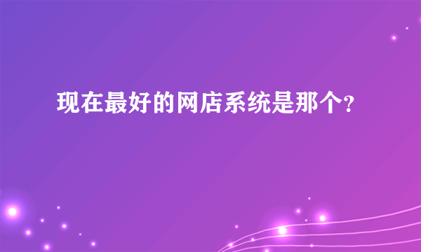 现在最好的网店系统是那个？