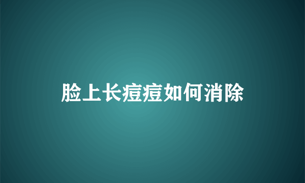 脸上长痘痘如何消除