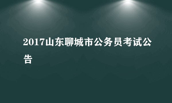 2017山东聊城市公务员考试公告