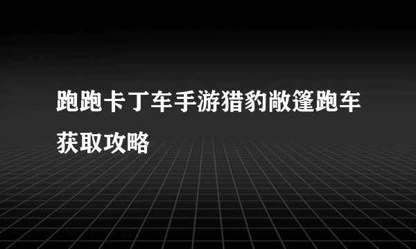 跑跑卡丁车手游猎豹敞篷跑车获取攻略