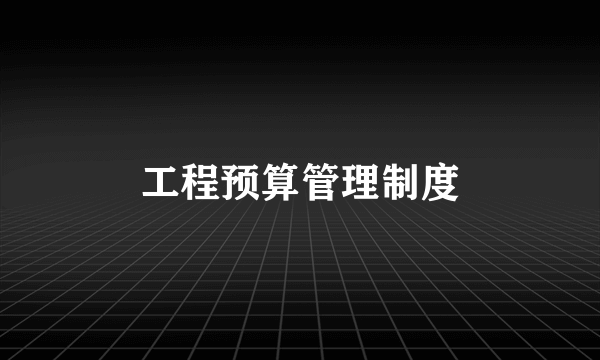 工程预算管理制度