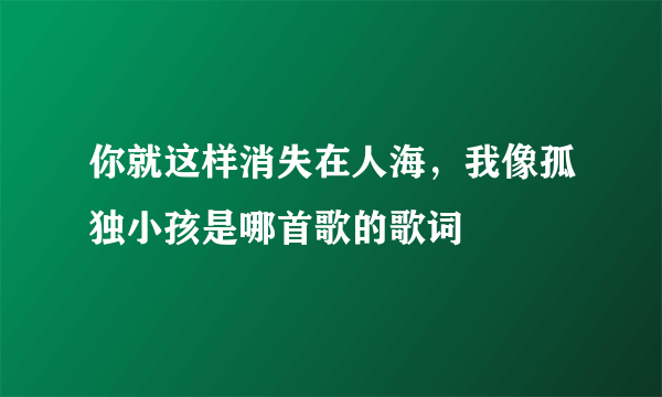 你就这样消失在人海，我像孤独小孩是哪首歌的歌词