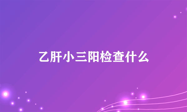 乙肝小三阳检查什么