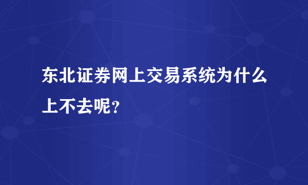 东北证券网上交易系统为什么上不去呢？