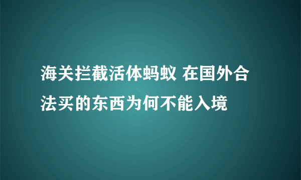 海关拦截活体蚂蚁 在国外合法买的东西为何不能入境