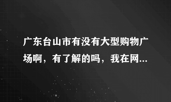 广东台山市有没有大型购物广场啊，有了解的吗，我在网上搜什么地王广场，外地人想了解下？