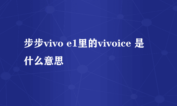 步步vivo e1里的vivoice 是什么意思