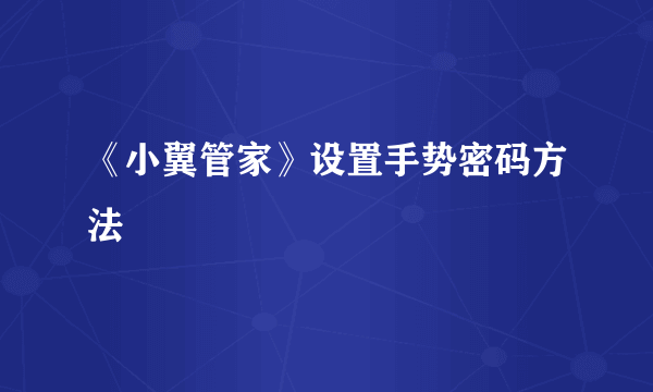 《小翼管家》设置手势密码方法