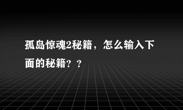 孤岛惊魂2秘籍，怎么输入下面的秘籍？？