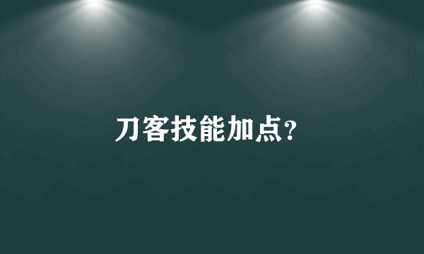 刀客技能加点？