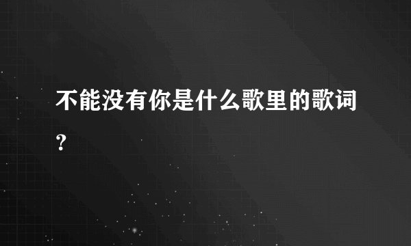 不能没有你是什么歌里的歌词？