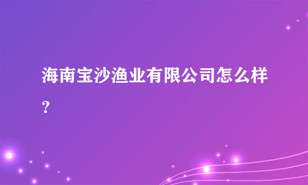 海南宝沙渔业有限公司怎么样？