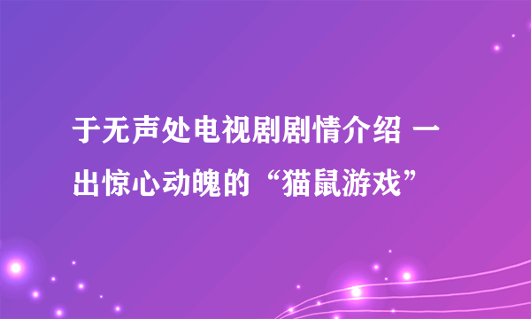 于无声处电视剧剧情介绍 一出惊心动魄的“猫鼠游戏”