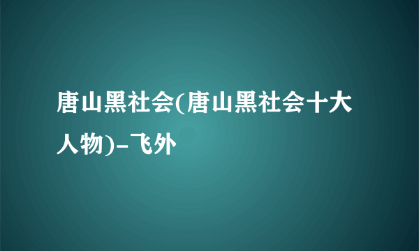 唐山黑社会(唐山黑社会十大人物)-飞外