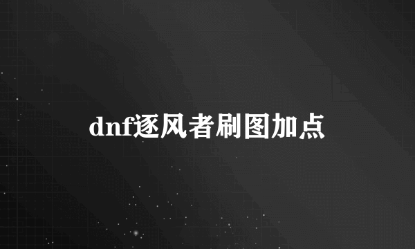 dnf逐风者刷图加点