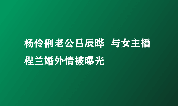 杨伶俐老公吕辰晔  与女主播程兰婚外情被曝光