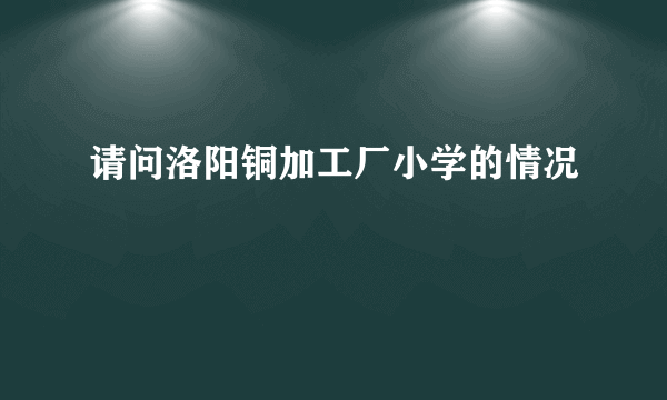 请问洛阳铜加工厂小学的情况