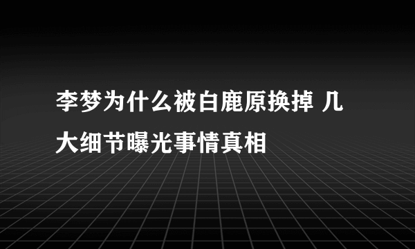 李梦为什么被白鹿原换掉 几大细节曝光事情真相