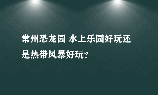 常州恐龙园 水上乐园好玩还是热带风暴好玩？