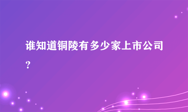 谁知道铜陵有多少家上市公司？