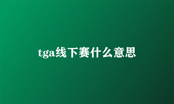 tga线下赛什么意思