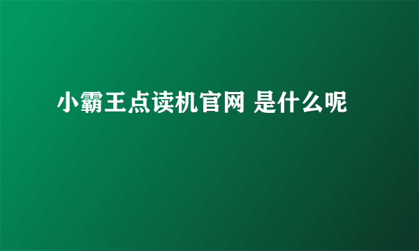 小霸王点读机官网 是什么呢