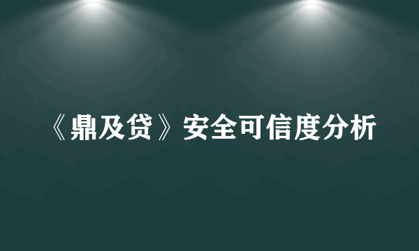 《鼎及贷》安全可信度分析