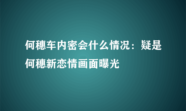 何穗车内密会什么情况：疑是何穗新恋情画面曝光