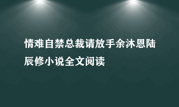 情难自禁总裁请放手余沐恩陆辰修小说全文阅读