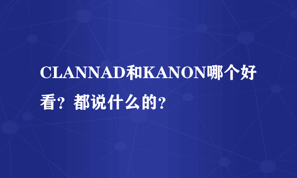 CLANNAD和KANON哪个好看？都说什么的？