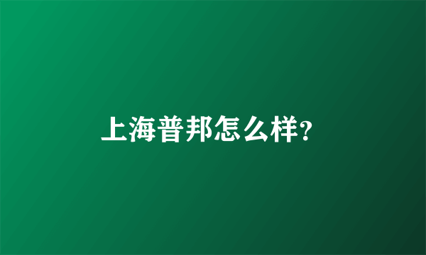 上海普邦怎么样？