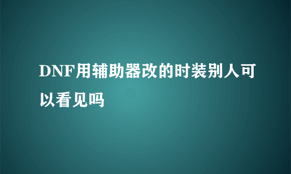 DNF用辅助器改的时装别人可以看见吗