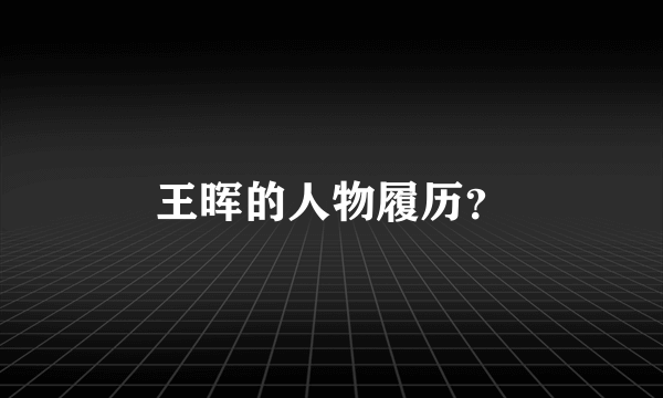 王晖的人物履历？