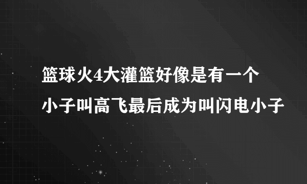 篮球火4大灌篮好像是有一个小子叫高飞最后成为叫闪电小子